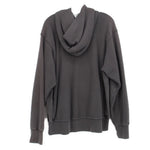 Gray pullover hoodie with hood, long sleeves and stitched panel details