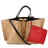 VALENTINO ESCAPE STRAW TOTES NATURAL