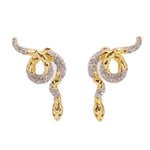 Crystal serpent drop earrings with gold-tone and silver-tone pave detailing