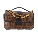 FENDI GLAZED 2 WAY CROSSBODYS BROWN/BLACK