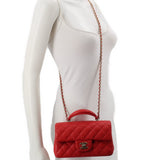 CHANEL MINI TOP HANDLE CROSSBODYS RED