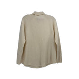 Cream cashmere pullover sweater with ribbed mock neck and long sleeves