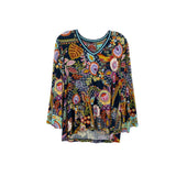 JOHNNY WAS PRINT TOPS NAVY M