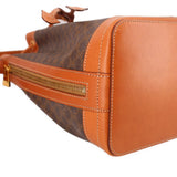 CELINE VINTAGE MACADAM BUCKET SHOULDER BAGS BROWN