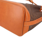 CELINE VINTAGE MACADAM BUCKET SHOULDER BAGS BROWN