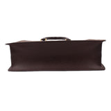Louis Vuitton Damier Ebene tote bag bottom view with brown leather trim