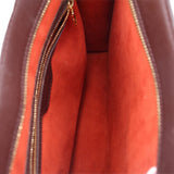 Louis Vuitton Damier Ebene tote bag interior with red lining and zipper track