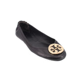 TORY BURCH REVA TRAVEL BALLET FLATS BLACK 8.5 US