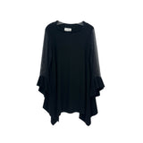 JOSEPH RIBKOFF MESH SLEEVE TOPS BLACK M | 10