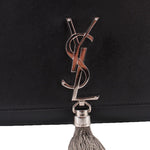 YSL logo clasp and tassel on SAINT LAURENT black medium Kate crossbody bag
