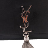 YSL logo clasp and tassel on SAINT LAURENT black medium Kate crossbody bag