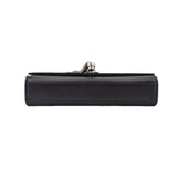 SAINT LAURENT medium Kate crossbody bag bottom view, black leather with snap hardware