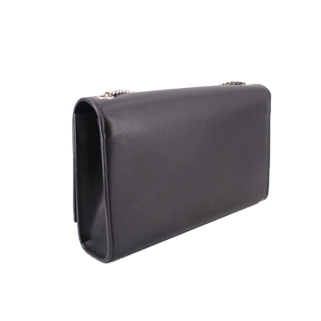 SAINT LAURENT medium Kate crossbody bag, black leather with curved side profile