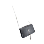 Black SAINT LAURENT crossbody bag with silver chain strap and small tassel