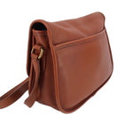 COACH crossbody bag in British tan leather with side strap loops and front flap