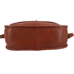 COACH crossbody bag in British tan leather with flat base and stitched edge