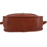 COACH crossbody bag in British tan leather with flat base and stitched edge