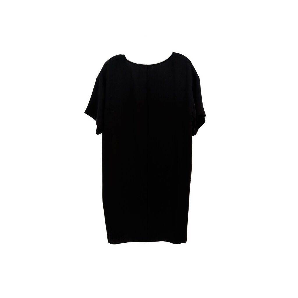 Black short-sleeve dress with round neckline