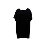 Black short-sleeve dress with round neckline