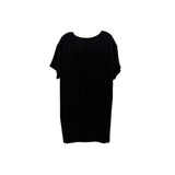 Black short-sleeve dress with round neckline