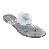 CHANEL CAMELLIA SANDALS BLUE 38 EU | 7.5 US