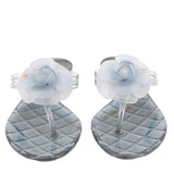CHANEL CAMELLIA SANDALS BLUE 38 EU | 7.5 US
