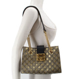 GUCCI SMALL PADLOCK SHOULDER BAGS BROWN