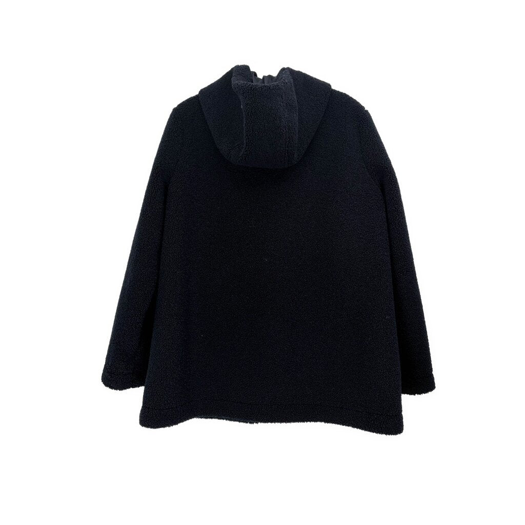 Navy fleece hooded outer jacket, full-length sleeves