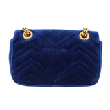 GUCCI MARMONT VELVET CROSSBODYS BLUE