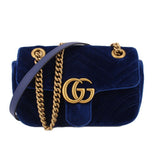 GUCCI MARMONT VELVET CROSSBODYS BLUE