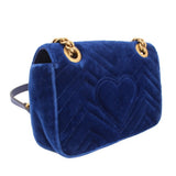 GUCCI MARMONT VELVET CROSSBODYS BLUE