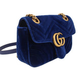 GUCCI MARMONT VELVET CROSSBODYS BLUE