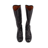 FRYE black leather knee-high boots, rounded toe and pull-on design (pair)