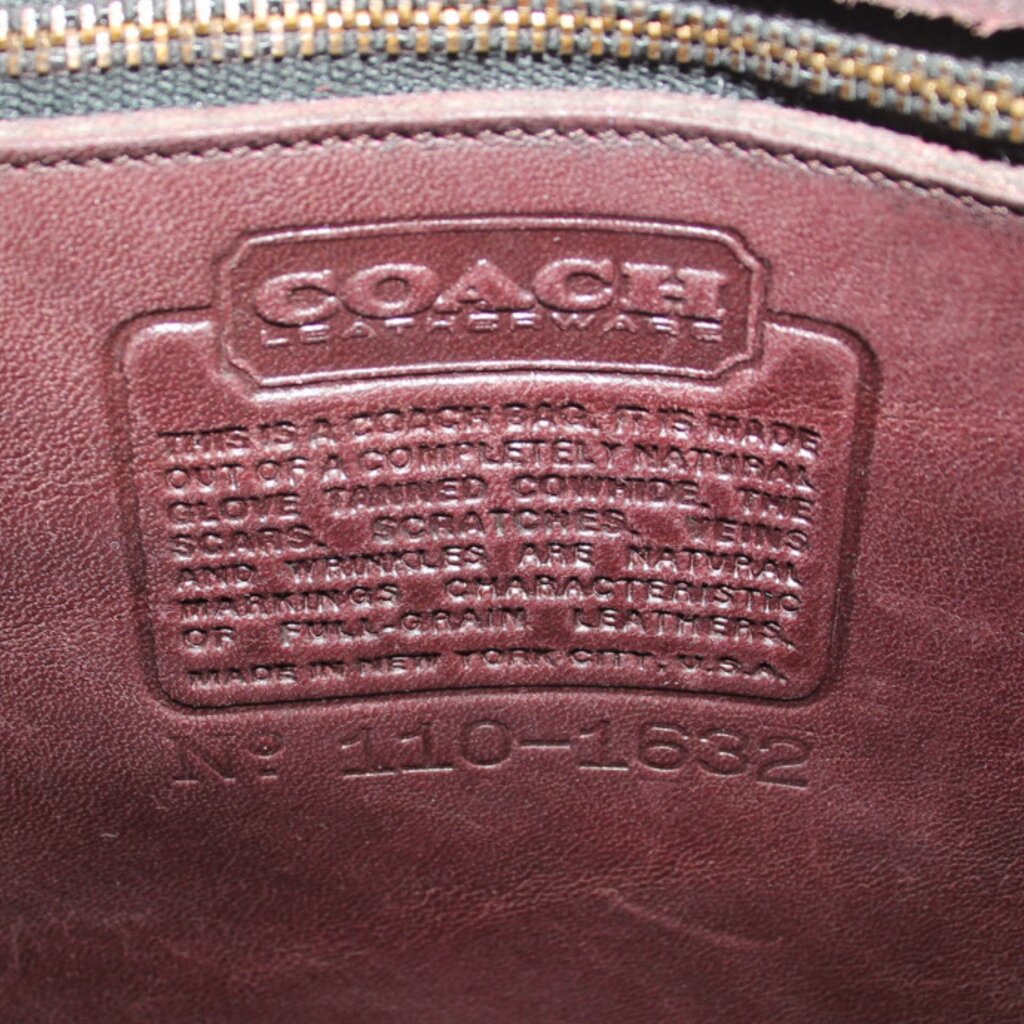 COACH interior leather stamp with printed text and serial number