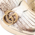 GUCCI MARMONT gold hardware detail on metallic fringe loafers