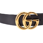 GUCCI Marmont black leather belt with oversized gold GG logo buckle
