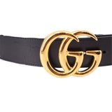 GUCCI Marmont black leather belt with oversized gold GG logo buckle