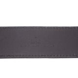 Black leather belt strap with stitched edge and embossed maker stamp