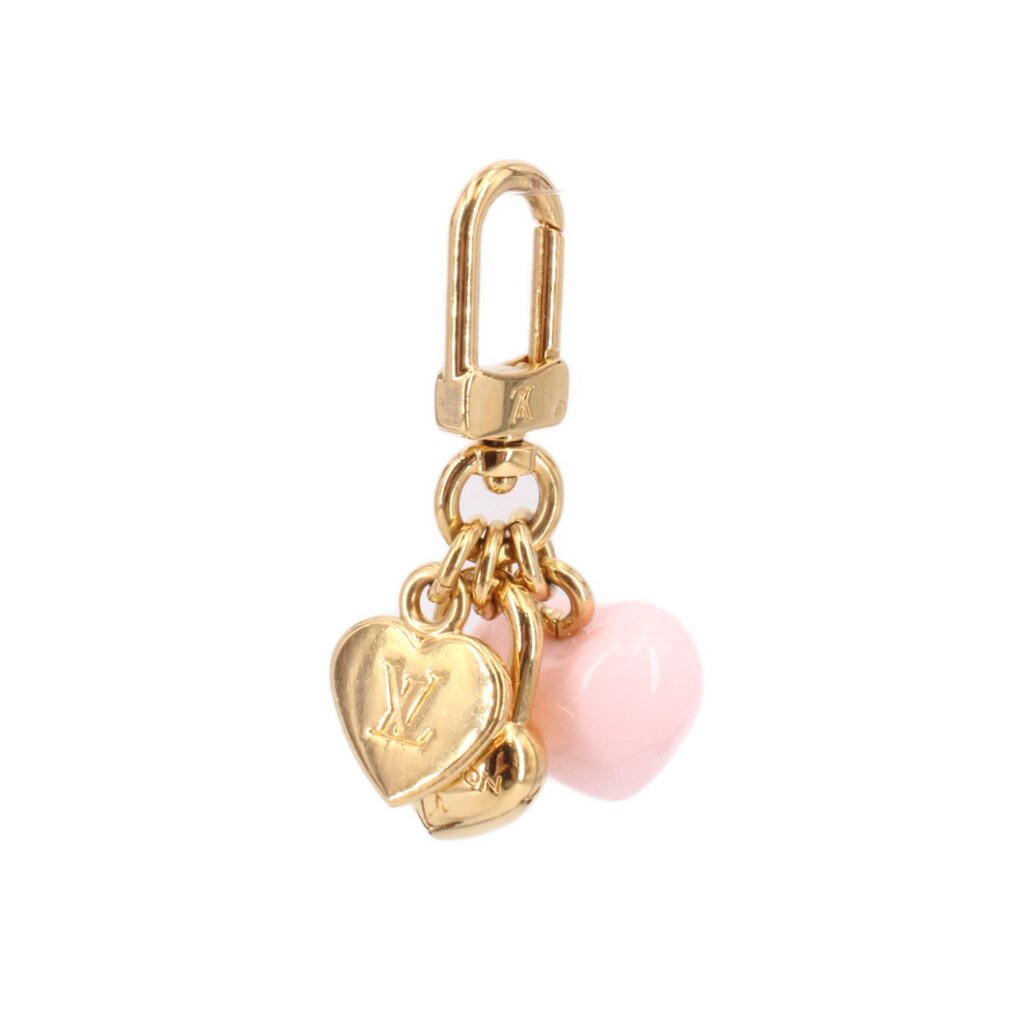 LOUIS VUITTON heart micro charm with gold-tone heart charms and pink enamel heart