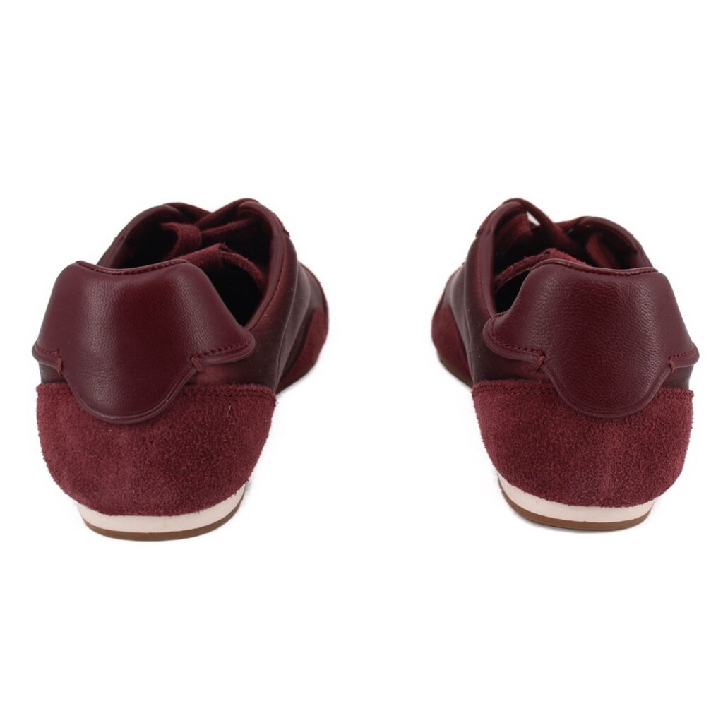 Merlot suede sneakers with leather-look heel tab and smooth back panel