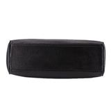Black leather vintage shoulder bag base view with stitched edge detail