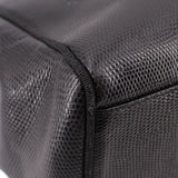 Close-up of black textured leather panel with stitched corner seam