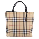 BURBERRY Nova check tote bag with black leather handles and plaid canvas exterior