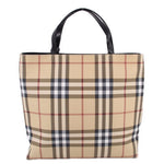 BURBERRY Nova check tote bag with black top handles and beige, red, and navy plaid
