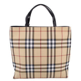 BURBERRY Nova check tote bag with black top handles and beige, red, and navy plaid