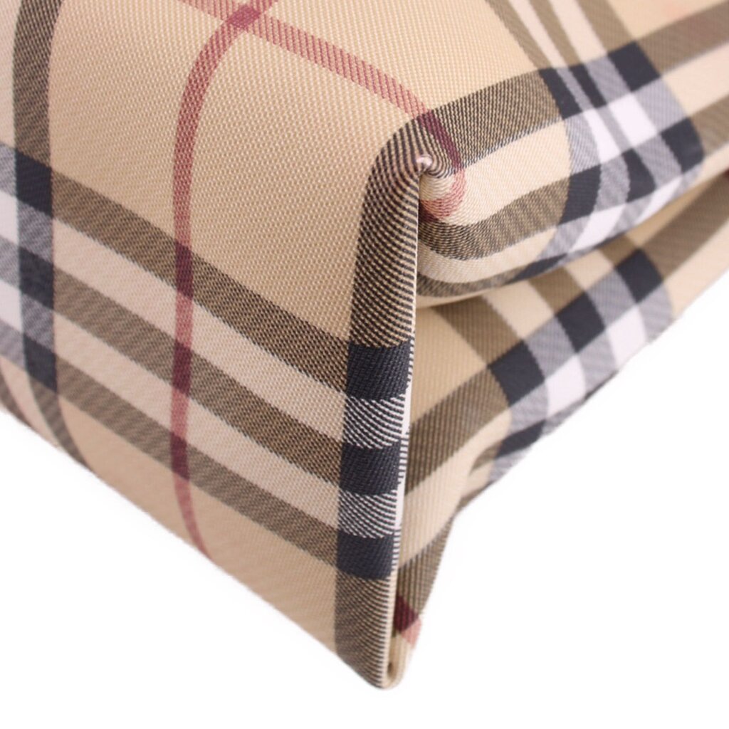 BURBERRY Nova check tote bag corner with stitched trim and looped edge detail