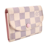 LOUIS VUITTON Rosalie coin purse wallet, Damier Azur flap with pink trim and button