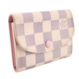 LOUIS VUITTON Rosalie coin purse wallet, Damier Azur flap with pink trim and button