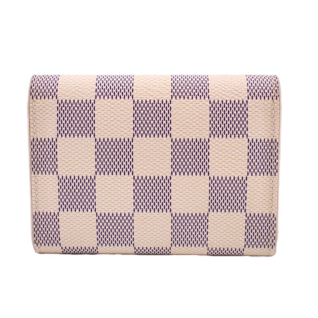 Damier Azur coin purse wallet, light check pattern with smooth flap and rounded corners