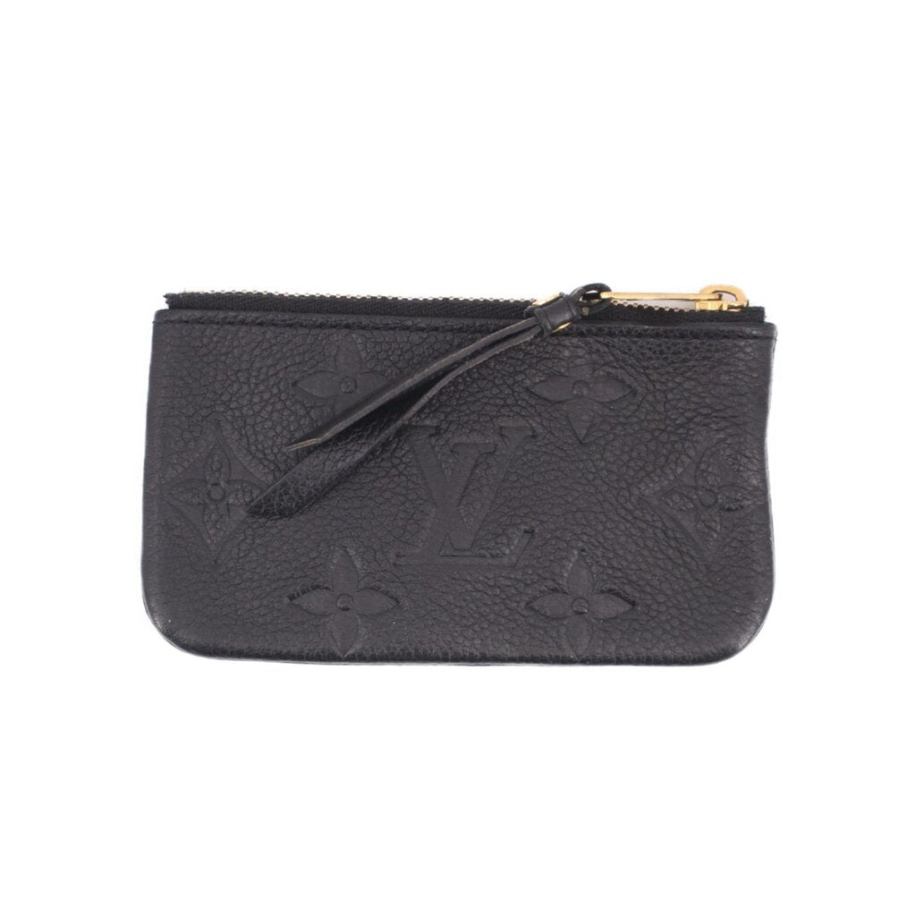 Black Empreinte leather key pouch with gold zip and wrist strap